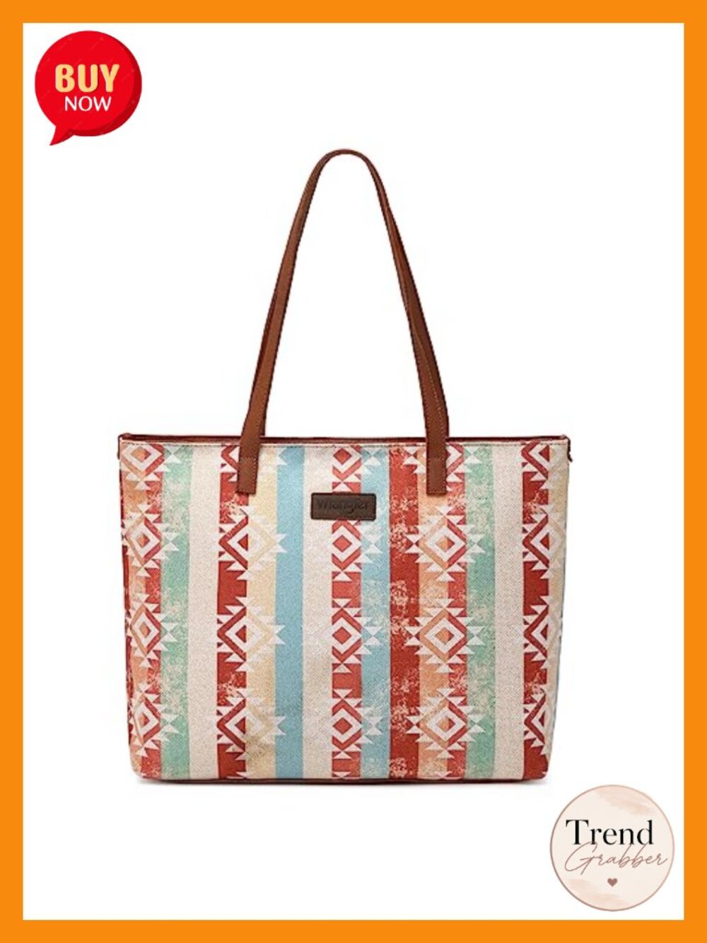 Aztec Print Canvas Tote Bag with Leather Handles Shoulder Bag for Work Travel
